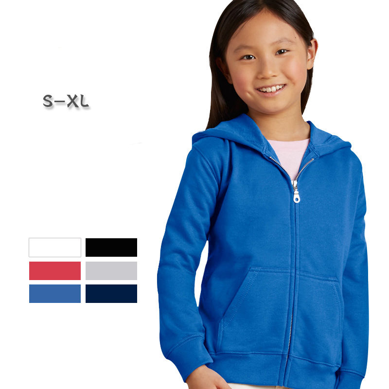 270Gsm 50 Cotton 50 Polyester Long Sleeve Blank with Zip Children Kids Pullover Hoodie