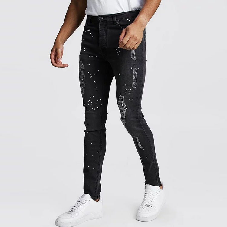 Paint splatter distressed jeans sale