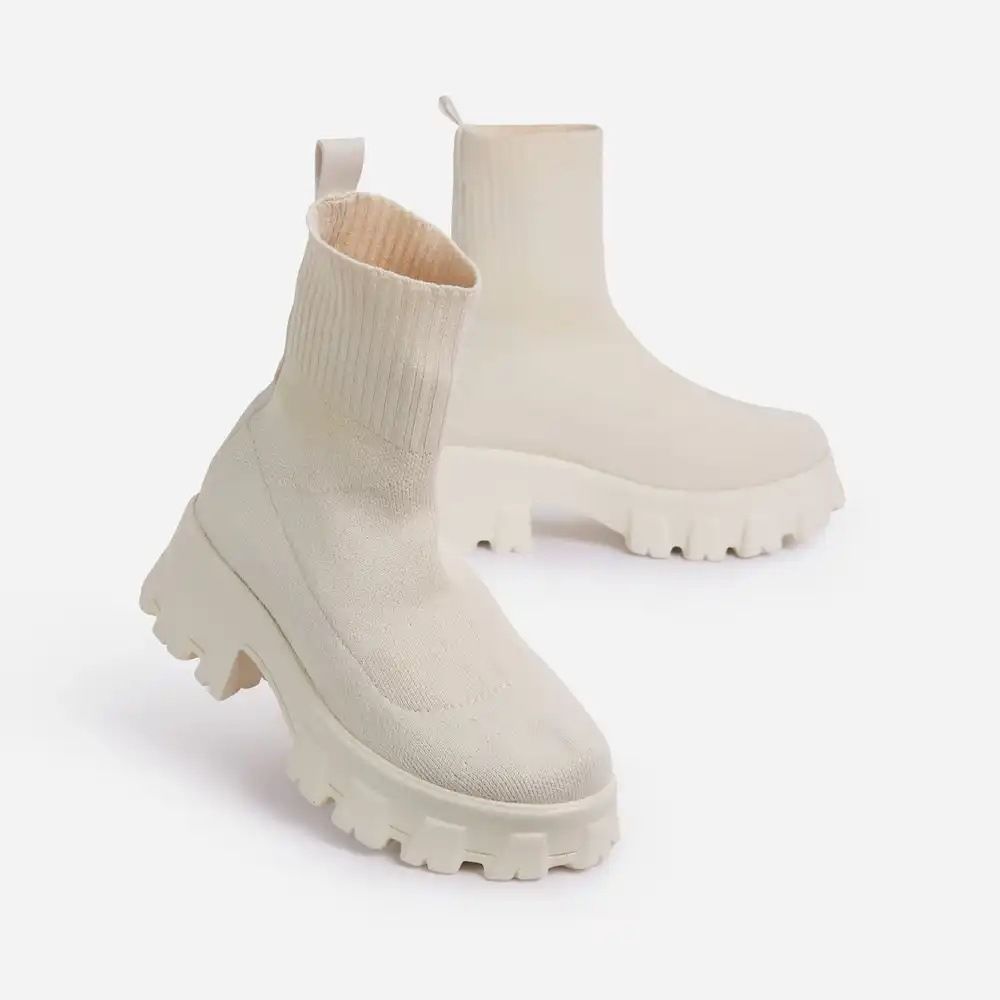 Buy Wholesale Solid Knitted Ankle Ladies Boots Upper Sock