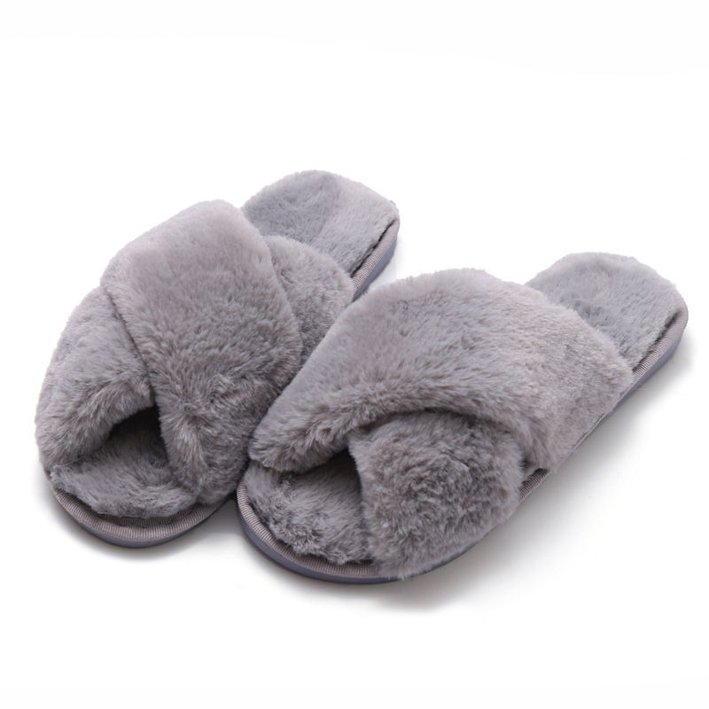 Faux fur cheap bedroom slippers