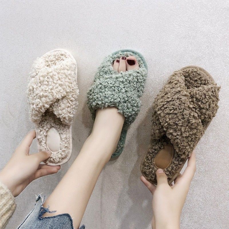 Furry house slippers cheap
