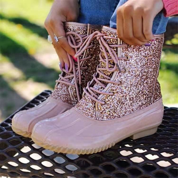 Duck boots hot sale with glitter