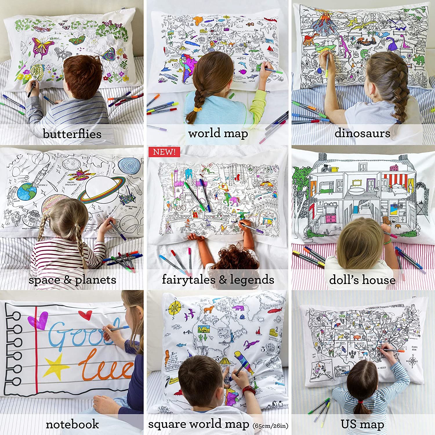 Color your deals own map pillowcase