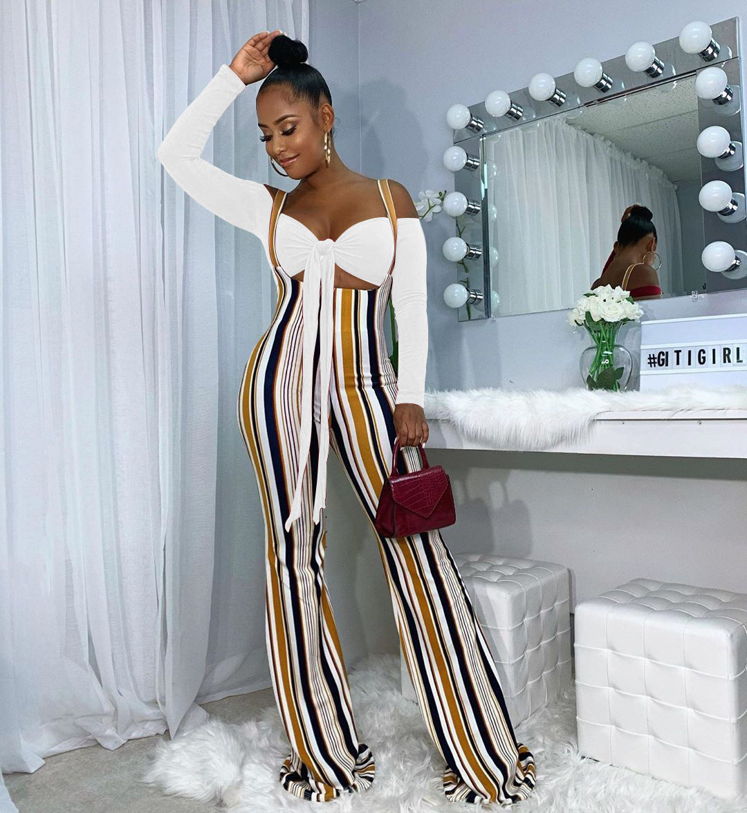 2 piece clearance striped jumpsuit