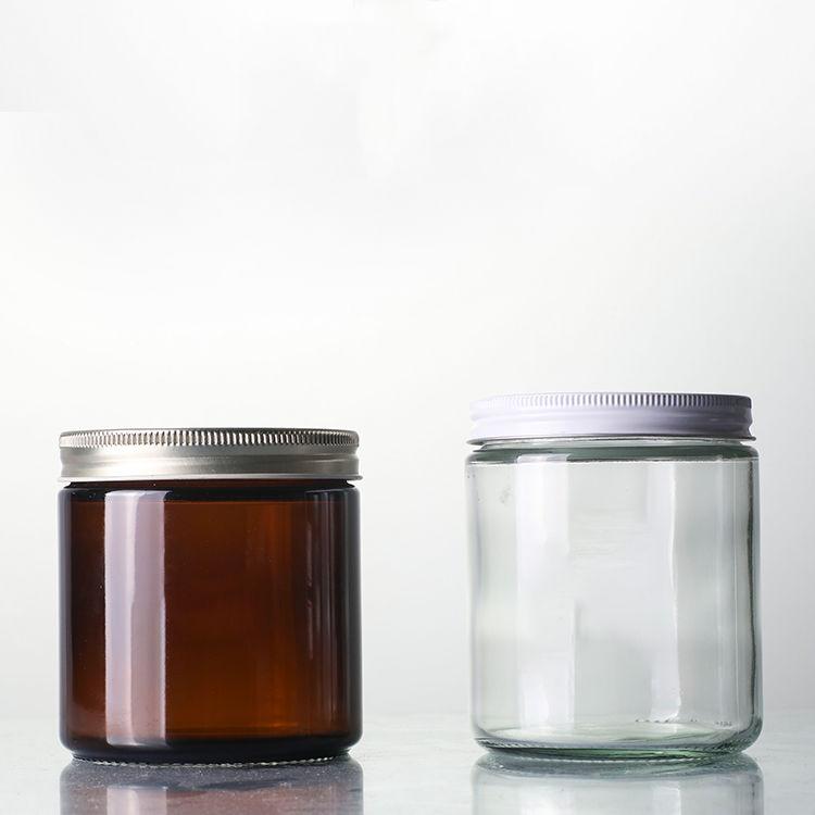 8oz Amber Candle Jars ,Round Glass Jars with Black Lids,Empty