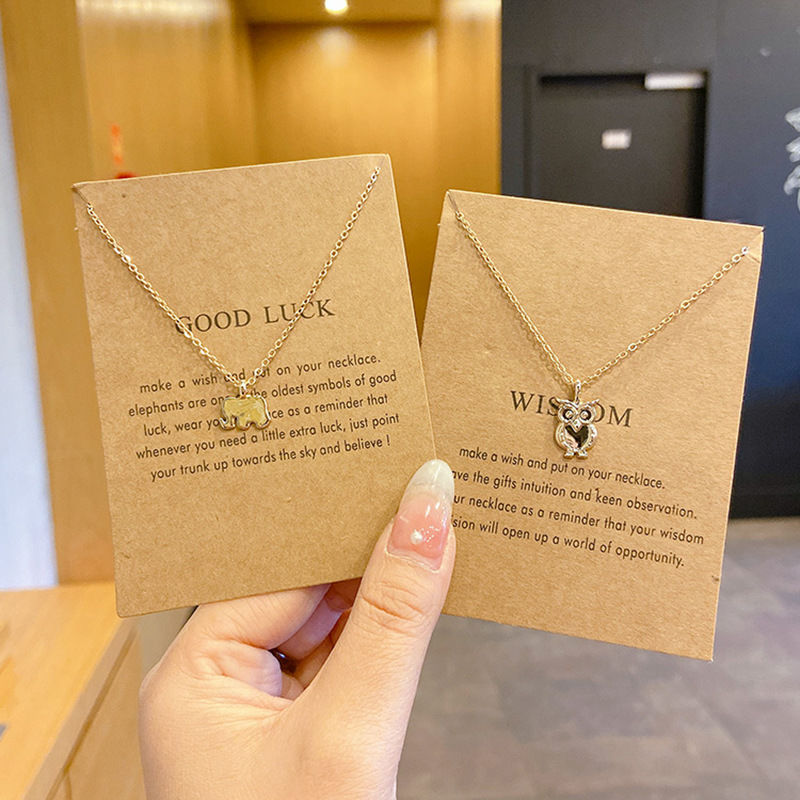 Friendship Infinite 8 Necklace Lucky Elephant Star Pearl Circle Pendant Necklace For Women Gift Card
