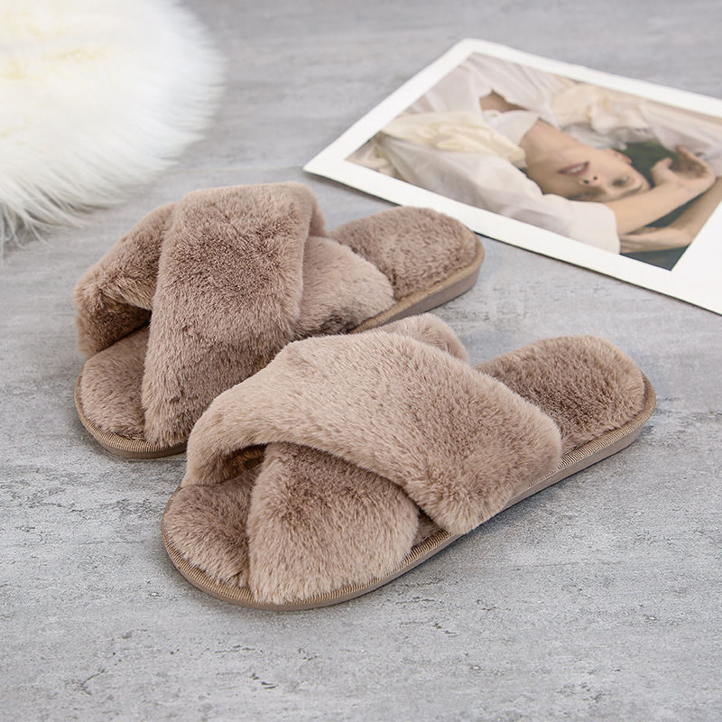 Bedroom fur slippers best sale women's