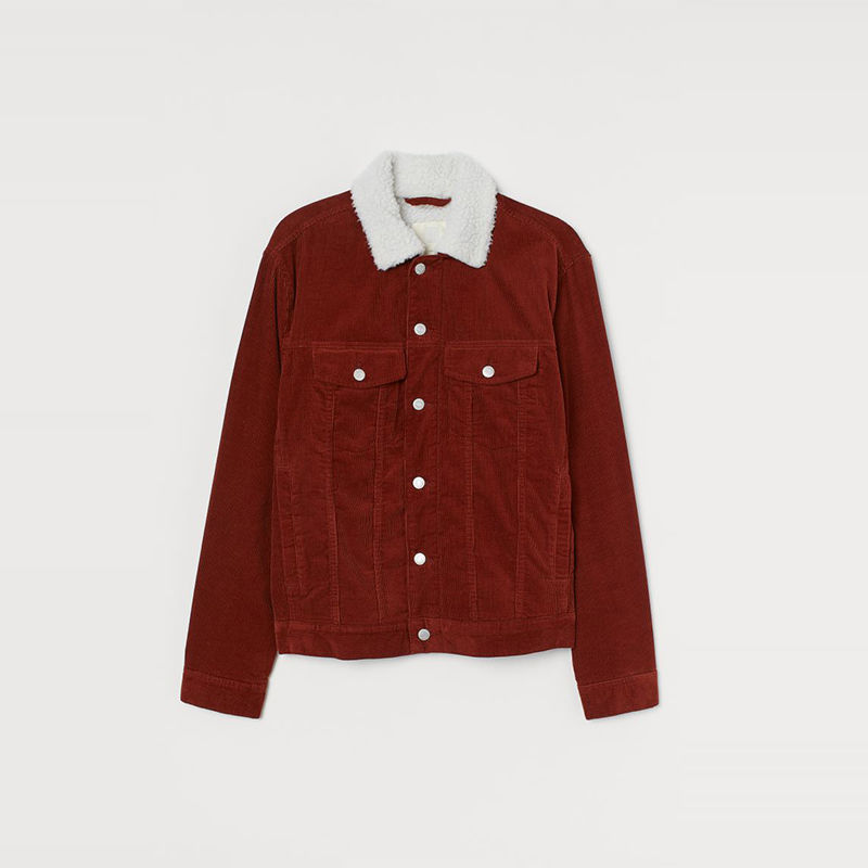 Wholesale and Private Label Rust Red Corduroy Jacket with a