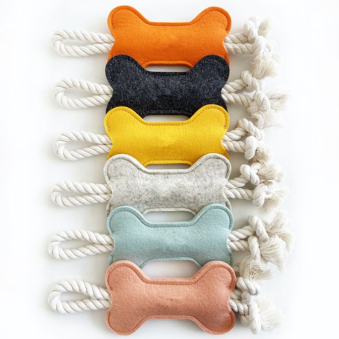 Felt Bone-Shape Dog Chewing Training Toys Customizable Puppy Molar Chew Teeth Cleaning Toys Felted Dog Bones