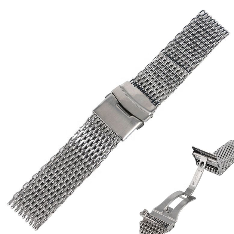 Luxury Milanese Shark Mesh Silver Bracelet Stainless Steel Apple Watch Band Strap