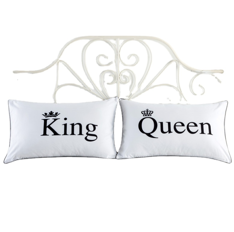 Style Foreign Trade Fast Selling Personality White Lovers Pillowcase Nantong Textile