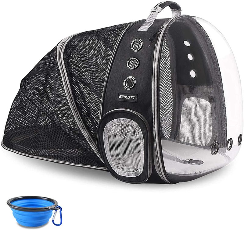 Beikott Transparent Space Capsule Travel Backpack Back Expandable Pet Carrier Backpack Bag for Small Cats Dogs and Birds Pets