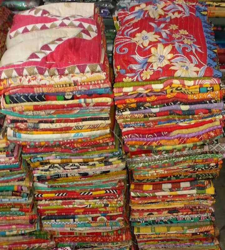 Vintage Kantha Quilt Hand Stitching Reversible Lot Cotton Kantha Quilt /Blanket For