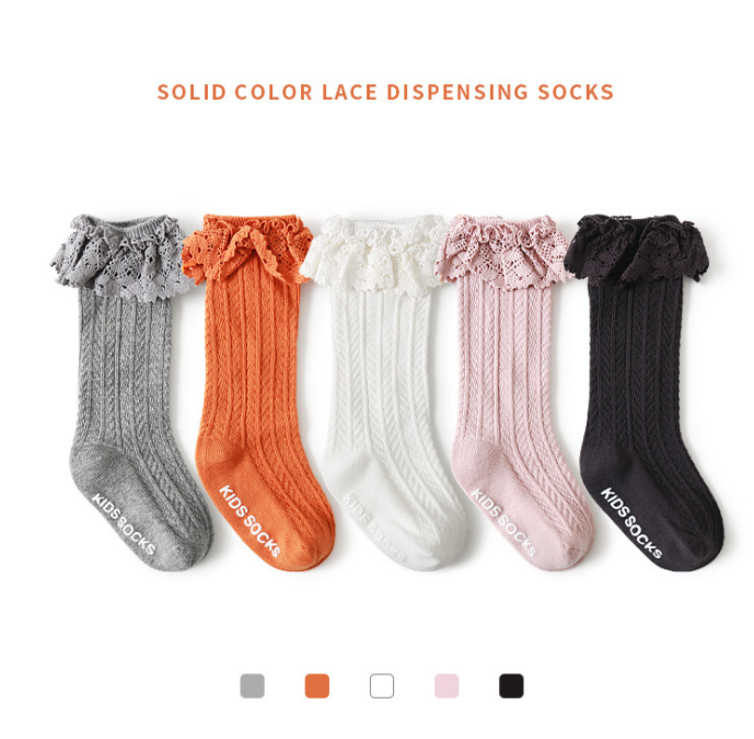 fashion solid color lace ruffle socks wholesale