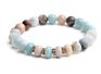 6/8/10Mm Raw Amazonite round Abacus Beads Stone Bracelet Gold Leaf Silver Cross Bracelet