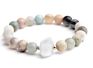 6/8/10Mm Raw Amazonite round Abacus Beads Stone Bracelet Gold Leaf Silver Cross Bracelet