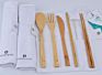 Bamboo Cutlery Set with Knife Fork Spoon Straw Brush Chopsoticks Bag Natural as Gift