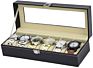 6 Slot Pu Leather Watch Box Display Case Professional Holder Black Mens Lockable Watch Holder Pu Leather Watch Organizer