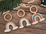 Rainbow Macrame Teether Wooden Teething Ring Baby Teether Toy