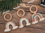 Rainbow Macrame Teether Wooden Teething Ring Baby Teether Toy