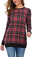 Women Plaid Top Stylish Long Sleeve Buffalo Plaid Blouse Top Casual Comfy Checkered Shirt Color Block Sweatshirt Dropshipping