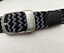 Haomei Black & Grey Woven Elastic Polyester Fabric Braided Belt for Unisex Casual Style