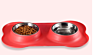 Luxury Silicone Bone Shaped Pet Twins Double Stainless Steel Dog Melamine Bowl for Food Water