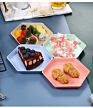 8 Sets White Straw Whest Hexagon Luxury Cute Plate Set Dishes Catering for Wedding Hotel Chinaware