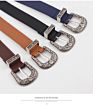 Buckle Black Brown Women Vintage Western Waist Belt Pu Leather Belt for Jeans Dresses