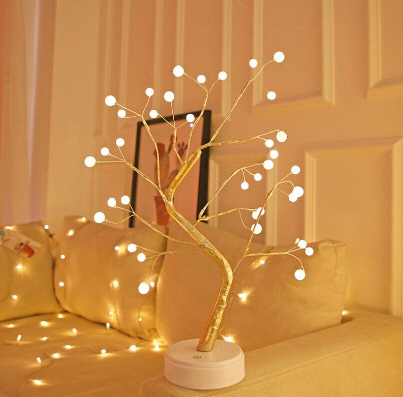 Diy Led Desk Tree Lamp Table Decor 36 Pearl Led Lights for Home Wedding Party Decoration Touch Switch Battery Powered or Usb