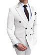 Customized (Blazer+Pants) Beige Men's Suit 2 Pieces Double-Breasted Notch Lapel Flat Slim Fit Casual Tuxedos for Wedding