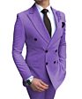 Customized (Blazer+Pants) Beige Men's Suit 2 Pieces Double-Breasted Notch Lapel Flat Slim Fit Casual Tuxedos for Wedding