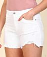 / Design Made White Color Denim Shorts for Women's Stretch High Impact Sports Shorts