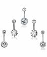 5Pcs/Set 14G Stainless Steel Belly Button Rings for Women Girl Navel Rings High Brightness Zircon Body Piercing Jewelry