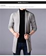 Spring and Autumn Men's Thin Mid-Length Knitted Cardigan Solid Color Sweater