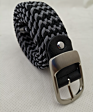 Haomei Black & Grey Woven Elastic Polyester Fabric Braided Belt for Unisex Casual Style