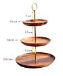 Three Tiers Display Gift Dessert Luxury Acacia Wooden Tray Serving Wedding Tray Metal Shelf