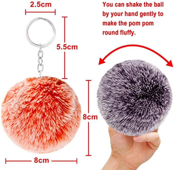 Product Bag Accessories 8Cm Cute Puff Key Ring Pom Pom Key Chains Fluffy Keychain