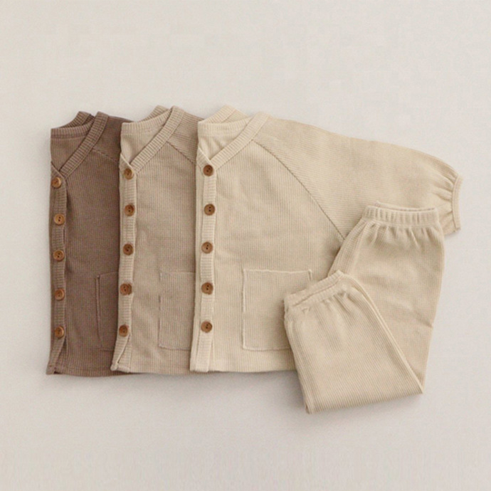 Fall/ Cute Baby Outfit Waffle Knit Baby Clothes Baby Boy Two Piece Set