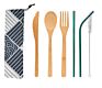 Sustainable Bamboo Eco Organic Travel with Carrying Pouch Spoon Knife Fork Cutlery Set