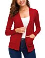 Autumn Knit Red Ladies Cardigan Sweater with Pocket