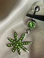 Gaby Cz Dangle Gem Weed Leaf 316L Surgical Steel Belly Rings Body Piercing Jewelry