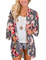 O51 Kimono Women Vintage Kimono Cardigan Casual Ladies Women Long Crochet Chiffon Kimono Loose Floral Printed Blouse Tops