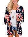 O51 Kimono Women Vintage Kimono Cardigan Casual Ladies Women Long Crochet Chiffon Kimono Loose Floral Printed Blouse Tops