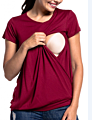 Women's Maternity Block Tops Short Sleeve T-Shirts Blouses for Breastfeeding Friendly