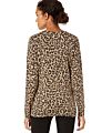 Fall Cotton Cable Knit Leopard Print Sweater Crew Neck Women Pullover