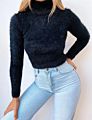 Autumn White Outfits Turtleneck Ladies Black Crop Top Women Long Sleeve Sweater