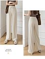 The Ice Silk Wide-Leg Pants High Waist Drape Loose Straight Leg Thinner Straps Mopping Pants