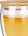 Transparent Milk Mugs 12 Oz Double Wall Clear Glass Coffee Cups with Bamboo Lid