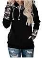 Women Long Sleeve Zip Pullover Color Block Plaid Hoodies Casual Sweatshirts Tops with Pockets